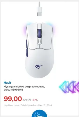 Mysz gamingowa bezprzewodowa Havit MS966WB biały promocja w Smyk