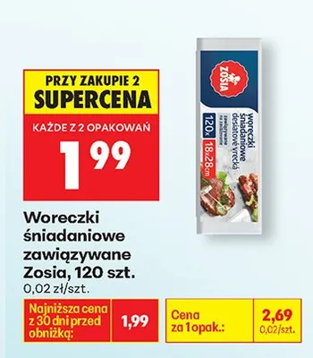 Woreczki śniadaniowe zawiązywane  promocja w Biedronka