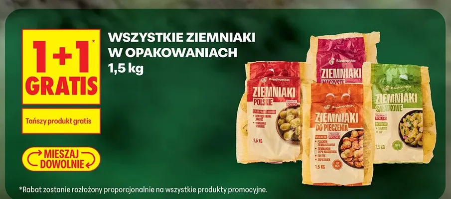 Ziemniaki w opakowaniach 1,5kg promocja w Biedronka