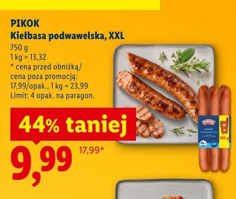 Kiełbasa podwawelska PIKOK XXL promocja w Lidl
