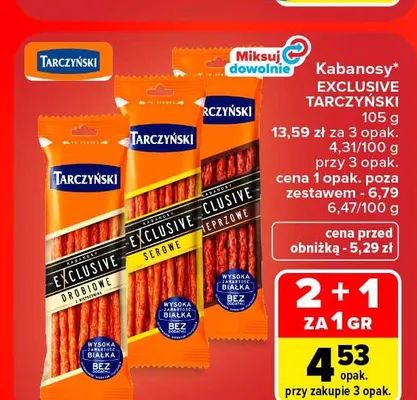 Kabanosy Exclusive wieprzowe Tarczyński promocja w Carrefour Market