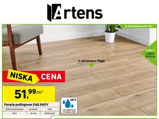 Panele podłogowe Dąb Andy Artens promocja w Leroy Merlin