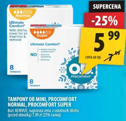 Tampony 08 mini, Procomfort Normal, Procomfort Super promocja w Arhelan