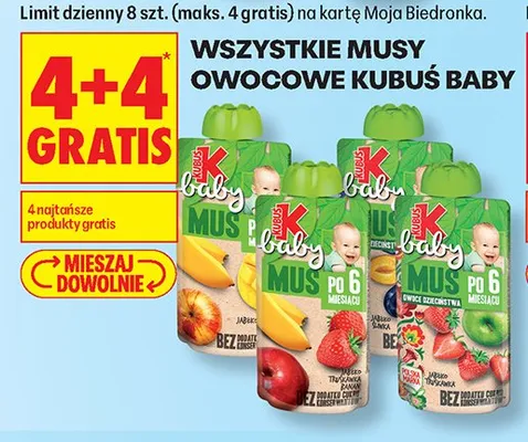 Musy owocowe Kubuś Baby promocja w Biedronka