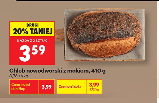 Chleb nowodworski z makiem promocja w Biedronka