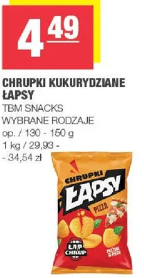 Chrupki Kukurydziane Łapsy TBM Snacks promocja w SPAR