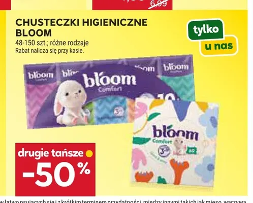 Chusteczki higieniczne Bloom promocja w Stokrotka