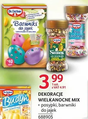 Dekoracje wielkanocne mix Dr. Oetker - posypki, barwniki do jajek promocja w Selgros