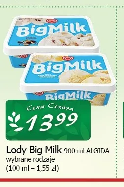 Lody Big Milk Algida promocja w CEZAR Delikatesy