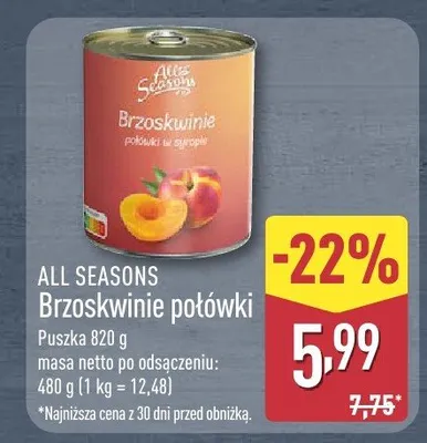 Brzoskwinie połówki promocja w Aldi
