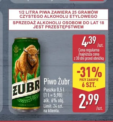 Piwo Żubr promocja w Aldi