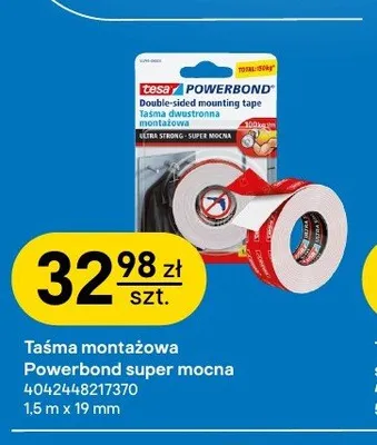 Taśma montażowa Tesa Powerbond super mocna 1,5 m x 19 mm promocja w Castorama