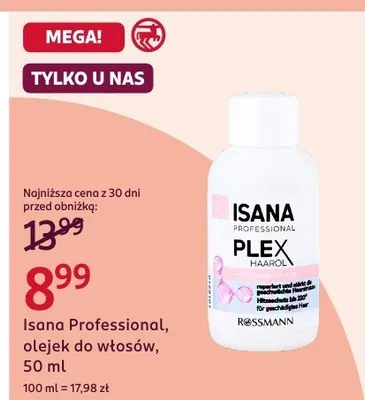 Olejek do włosów Professional Isana promocja w Rossmann