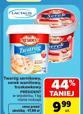Serek truskawkowy Président promocja w Carrefour Market