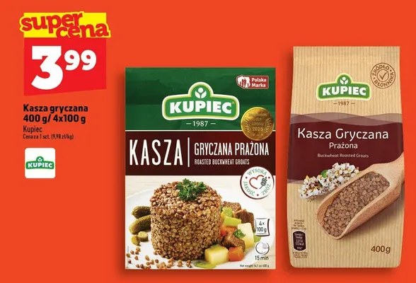 Kasza gryczana Kupiec 4-pak 100 g promocja w TOPAZ