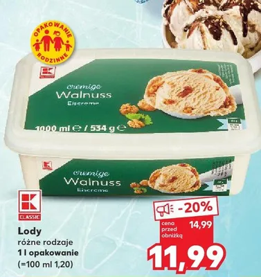 Lody różne rodzaje promocja w Kaufland