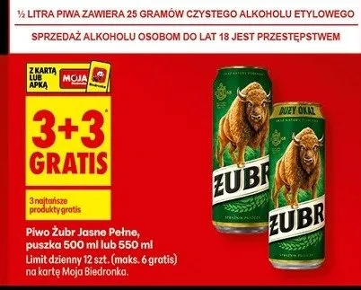 Piwo Jasne Pełne, puszka 500 ml lub 850 ml  promocja w Biedronka