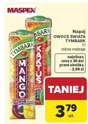 Napój owoce świata Tymbark różne rodzaje promocja w Carrefour