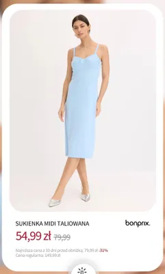 Sukienka midi taliowana Bonprix promocja w bonprix