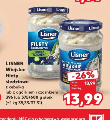 Wiejskie filety śledziowe z cebulką Lisner promocja w Kaufland