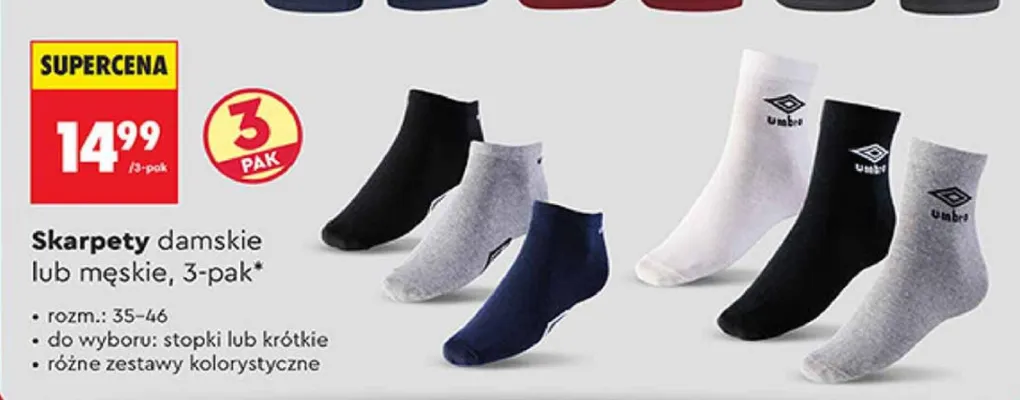 Skarpety damskie lub męskie 3-pak promocja w Biedronka