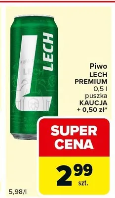 Piwo Lech Premium puszka promocja w Carrefour Express