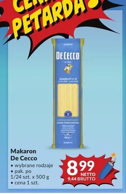Makaron De Cecco Spaghetti n'12 promocja w Makro