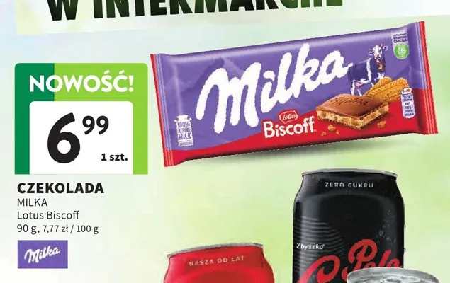 Czekolada Milka Lotus Biscoff promocja w Intermarche