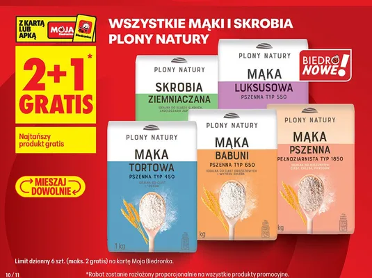 Wszystkie mąki 2+1 GRATIS promocja w Biedronka