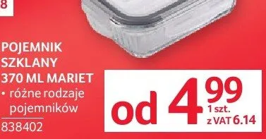 Pojemnik szklany 370 ml Mariет różne rodzaje pojemników promocja w Selgros