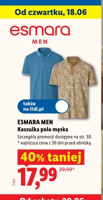 Koszulka polo męska Esmara Men promocja w Lidl