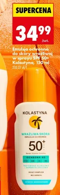 Emulsja ochronna do skóry wrażliwej w sprayu SPF 50+ Kolastyna ochrona 4D promocja w Biedronka