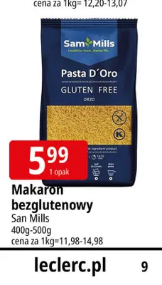 Makaron bezglutenowy San Mills Pasta D'Oro Orzo promocja w Leclerc