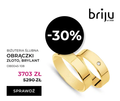 Obrączki ślubne złoto brylant promocja w Briju