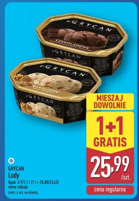 Lody bakaliowe Grycan promocja w Aldi