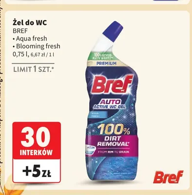 Żel do WC Bref Aqua fresh promocja w Intermarche
