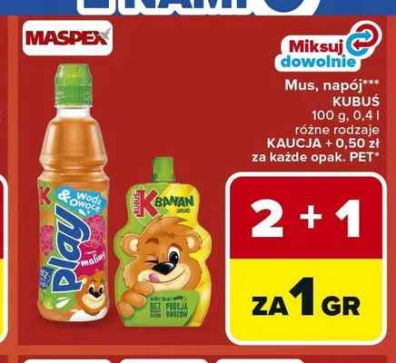 Mus, napój Kubuś promocja w Carrefour