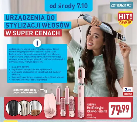 Multifunkcyjna lokówko-suszarka Ambiano promocja w Aldi