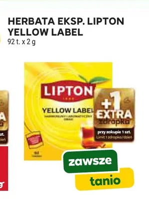 Herbata ekspresowa Lipton Yellow Label promocja w Stokrotka