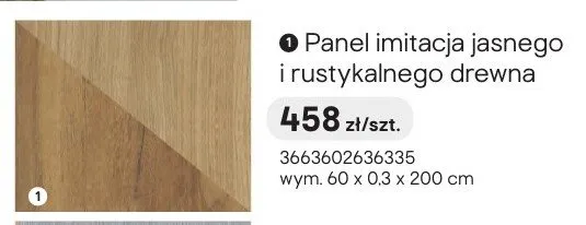 Panel imitacja jasnego i rustykalnego drewna 60x0,3x200cm promocja w Castorama