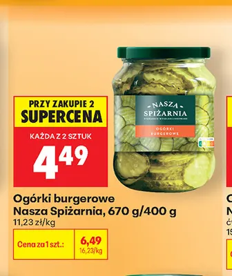 Ogórki burgerowe Nasza Spiżarnia promocja w Biedronka