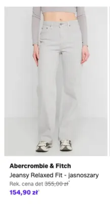 Jeansy Relaxed Fit Abercrombie & Fitch jasnoszary promocja w Lounge by Zalando