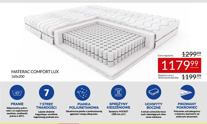 Materac Comfort Lux 160x200 cm promocja w Abra Meble