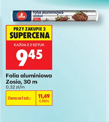 Folia aluminiowa Zosia 30 m promocja w Biedronka