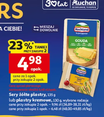 Ser żółty plastry Gouda promocja w Auchan
