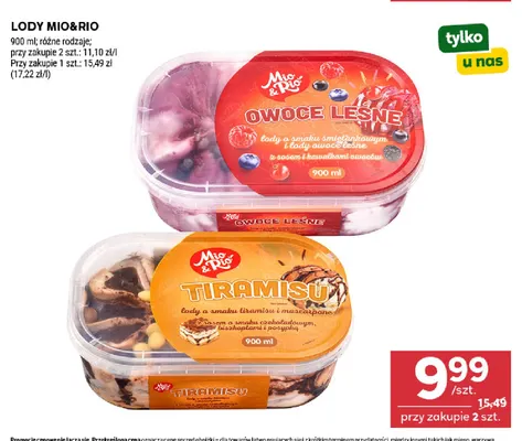 Lody Mio & Rio tiramisu promocja w Stokrotka