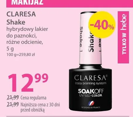 Hybrydowy lakier do paznokci Shake promocja w Hebe