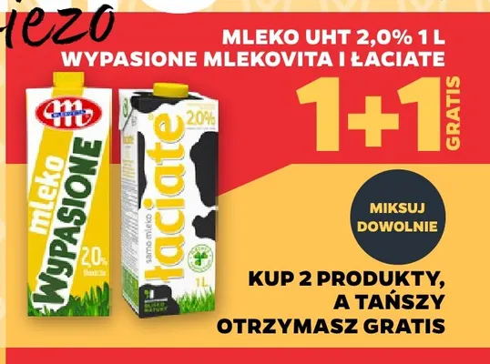 Mleko UHT Wypasione Mlekovita 2,0% promocja w Netto
