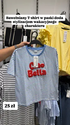 Bawełniany T-shirt w paski Pepco Women Ciao Bella promocja w Pepco