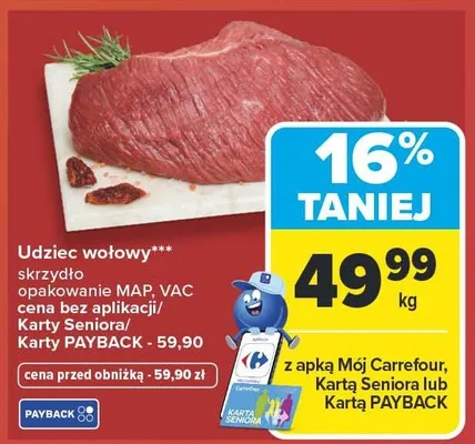 Udziec wołowy skrzydło promocja w Carrefour